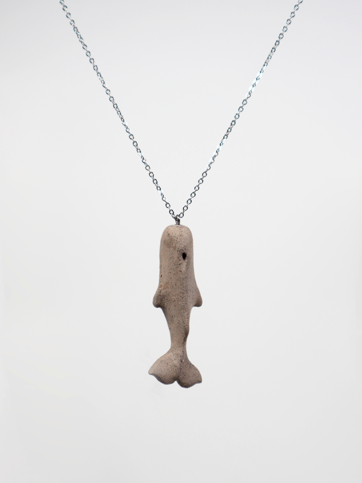 Ceramic whale necklace - light gray