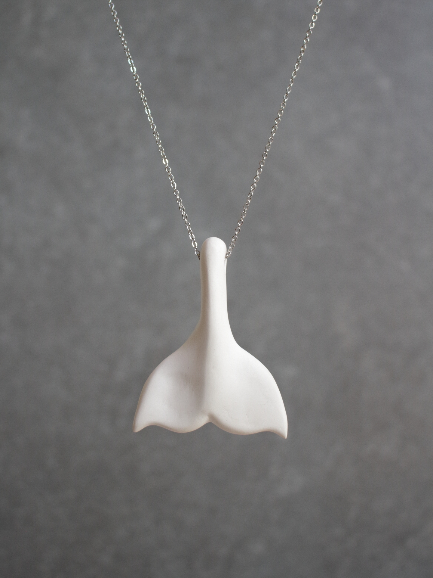 Whale fluke necklace - white (long)